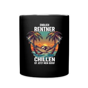 "Finally Pensioner" Chilling Sloth - Full Colour Mug - black - Front