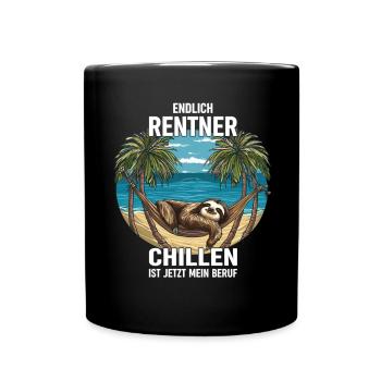"Finally Pensioner" Chilling Sloth - Full Colour Mug - black - Front