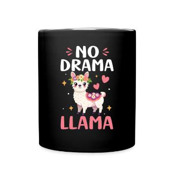 No Drama Llama Funny Llama Drama Free Zone Alpaca - Full Colour Mug - black - Front