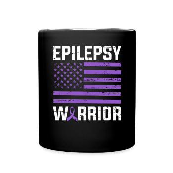 Epilepsie Krieger Lila Band USA Flagge Nervös - Tasse einfarbig - Schwarz - Vorne