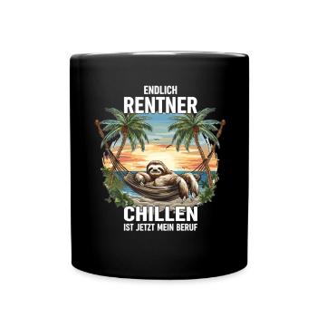 "Finally Pensioner" Chilling Sloth - Full Colour Mug - black - Front