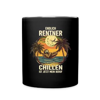 "Finally Pensioner" Chilling Sloth - Full Colour Mug - black - Front