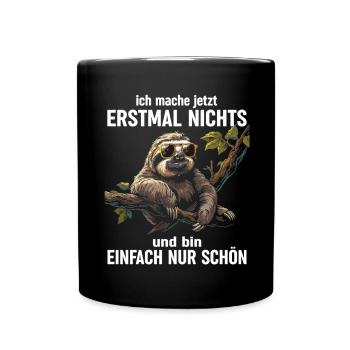 Humour de bureau Lève-tard Paresseux - Mug uni - noir - Devant