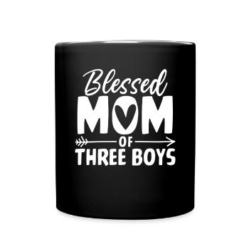 Maman de trois garçons Drôle Garçon Maman Fête des mères - Mug uni - noir - Devant