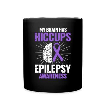 Mein Gehirn Hat Schluckauf Lila Band Lustige Epilepsie - Tasse einfarbig - Schwarz - Vorne