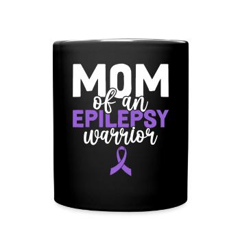 Mom Of An Epilepsy Warrior Purple Ribbon Epilepsy - Full Colour Mug - black - Front