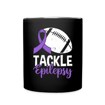 Tackle Epilepsy Volleyball Purple Ribbon Nervous - Full Colour Mug - black - Front