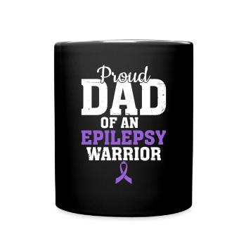 Proud Dad of An Epilepsy Warrior Purple Epilepsy - Full Colour Mug - black - Front