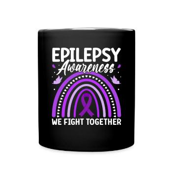 We Fight Together Purple Nervous System Epilepsy - Full Colour Mug - black - Front