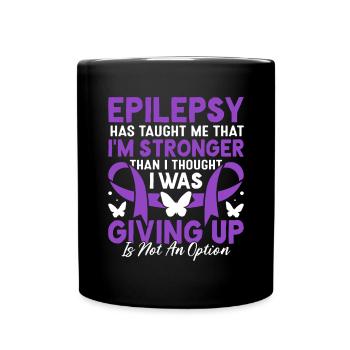 Epilepsie hat mich gelehrt Purple Ribbon Epilepsie - Tasse einfarbig - Schwarz - Vorne