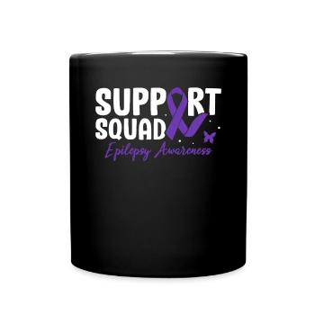 Support Squad Epilepsy Awareness Purple Ribbon - Full Colour Mug - black - Front