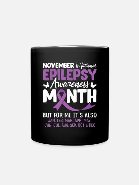 Epilepsie-Bewusstsein, lila Schleife, Nervensystem - Tasse einfarbig - Schwarz