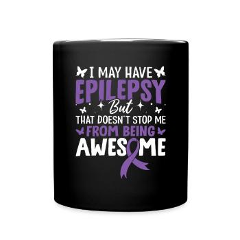 Ich habe möglicherweise Epilepsie, Purple Ribbon Nervensystem - Tasse einfarbig - Schwarz - Vorne