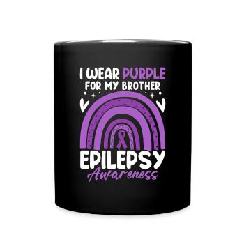 Ich trage Lila für meinen Bruder Boho Lila Band - Tasse einfarbig - Schwarz - Vorne