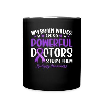 Meine Gehirnwellen sind so mächtig Lila Band - Tasse einfarbig - Schwarz - Vorne