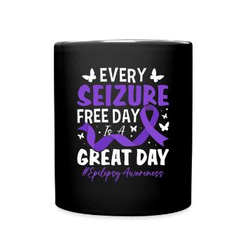Every Seizure Free Day Purple Ribbon Epilepsy - Full Colour Mug - black - Front