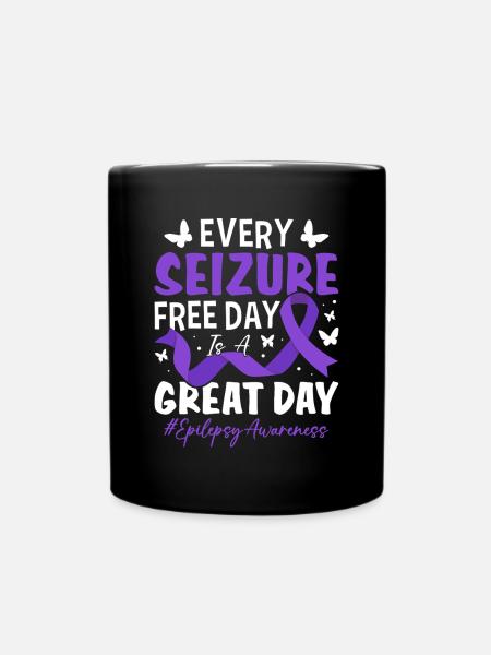 Jeder anfallsfreie Tag Purple Ribbon Epilepsie - Tasse einfarbig - Schwarz