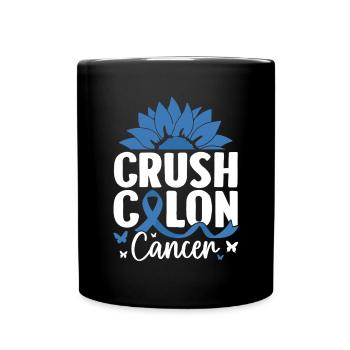 Crush Colon Cancer Blue Ribbon Bowel Colonoscopy - Full Colour Mug - black - Front