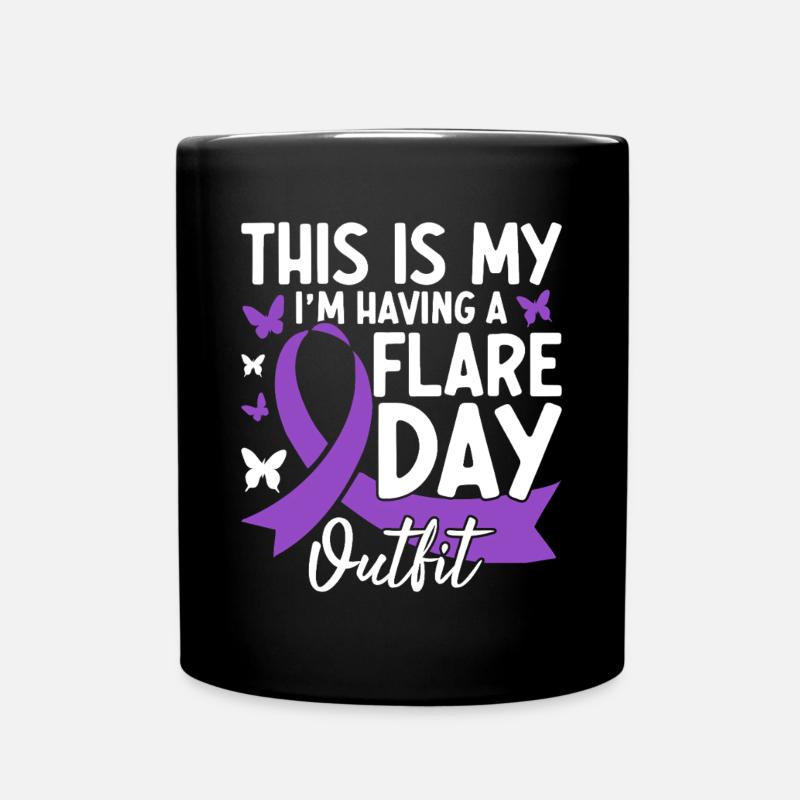 This Is My Im Having A Flare Day Purple Ribbon - Full Colour Mug - black