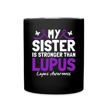 Meine Schwester ist stärker als Lupus Purple - Tasse einfarbig - Schwarz - Vorne