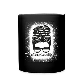 Corrections Wife Messy Bun Correctional Officer - Full Colour Mug - black - Front