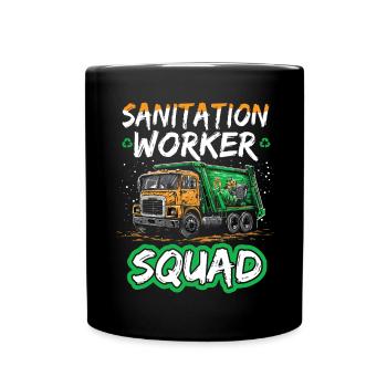 Garbage truck driver for sanitation workers - Full Colour Mug - black - Front