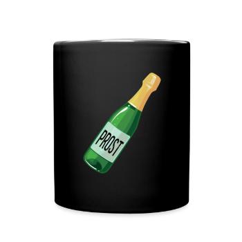 Sekt Sektflasche Kostüm Karneval Prost Prosecco - Tasse einfarbig - Schwarz - Vorne