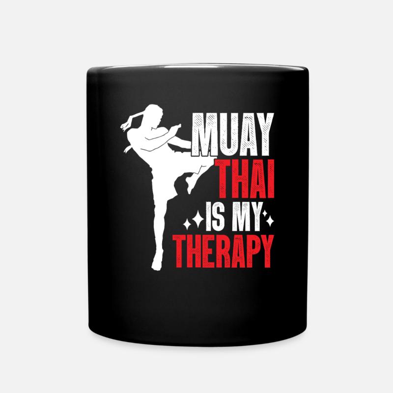 Muay Thai er min terapikunst med åtte lemmer Muay - Ensfarvet krus - sort