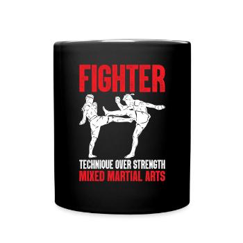 Technique de combattant plutôt que force Drôle MMA Martial - Mug uni - noir - Devant