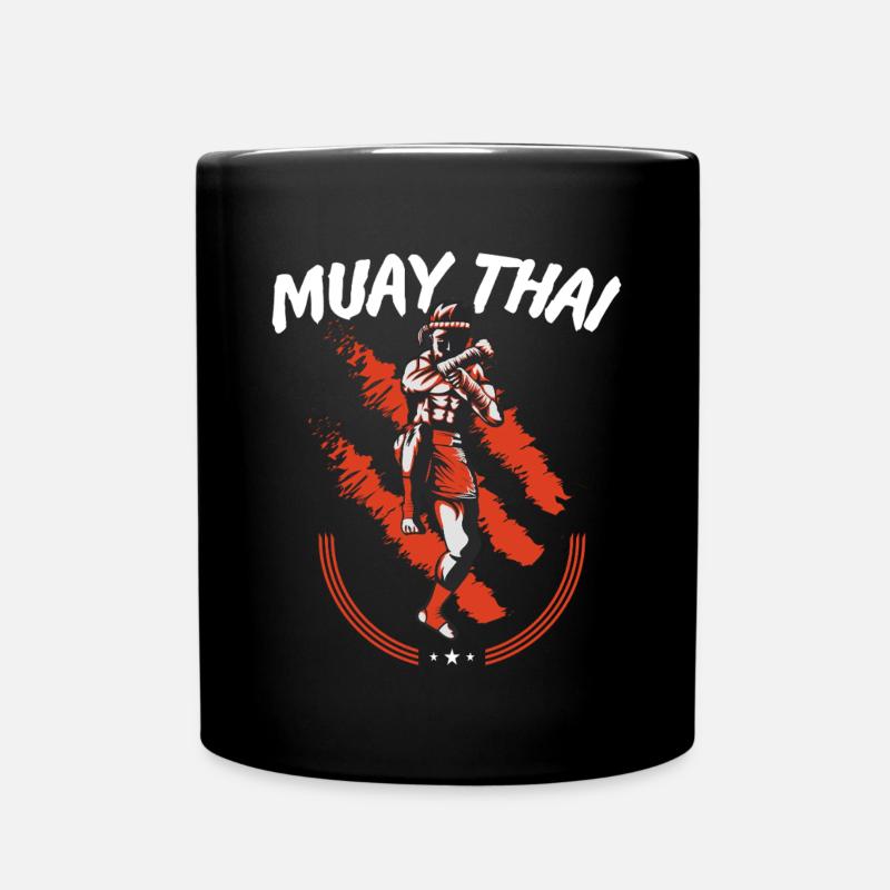 Muay Thai Boxen Kampfkunst der acht Gliedmaßen Muay - Tasse einfarbig - Schwarz