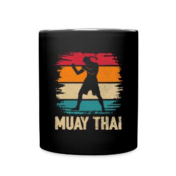 Muay Thai Retro Thai Boxen Kunst der acht Gliedmaßen - Tasse einfarbig - Schwarz - Vorne