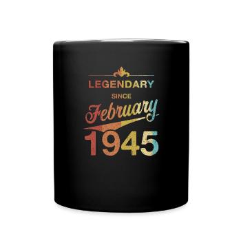 80th Birthday Legendary February 1945 Vintage 45 - Full Colour Mug - black - Front