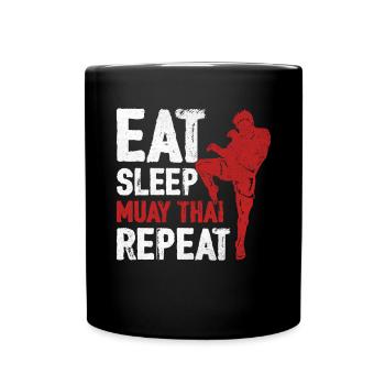 Essen Schlaf Muay Thai Wiederholung Thai Boxen Kunst von - Tasse einfarbig - Schwarz - Vorne