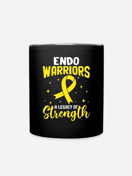 Endo Warrior Yellow Ribbon Pelvic Endometriosis - Full Colour Mug - black