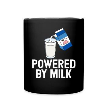 Powered By Milk Legen Diary Funny Fresh Organic - Full Colour Mug - black - Front