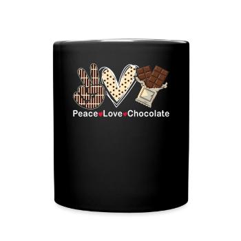 Peace Love Chocolate Choco Candy Confectionery - Full Colour Mug - black - Front