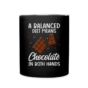 Funny Chocolate Diet Choco Candy Sweet Tooth - Full Colour Mug - black - Front