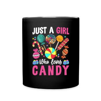 Juste une fille qui aime les bonbons drôle gourmande - Mug uni - noir - Devant