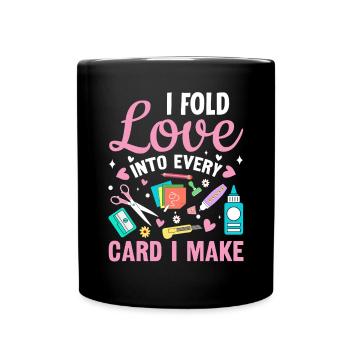 Lustige Bastelkarte machen Bastler Scrapbooking - Tasse einfarbig - Schwarz - Vorne