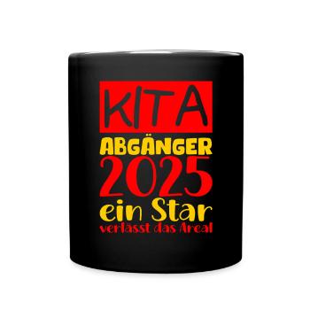 Abschied Kindergarten 2025 Geschenk Mädchen Jungen - Tasse einfarbig - Schwarz - Vorne