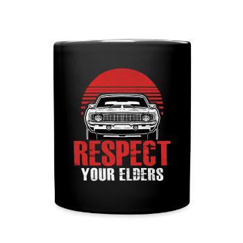 Respect Your Elders Funny Classic Cars Automotive - Full Colour Mug - black - Front