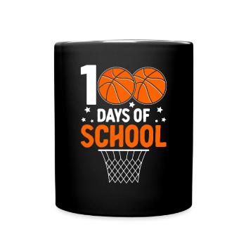 100 Days of School Funny Basketball School - Full Colour Mug - black - Front