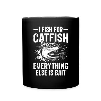 Ich fische auf Wels Vatertag Lustiges Angeln Vater - Tasse einfarbig - Schwarz - Vorne