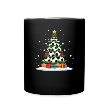 Fußball Weihnachten Lustig Weihnachtsbaum Team Sport - Tasse einfarbig - Schwarz - Vorne