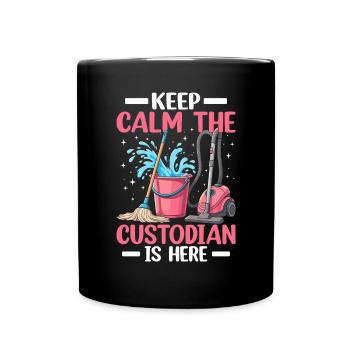 Restez calme Le gardien est ici Drôle de gardien - Mug uni - noir - Devant