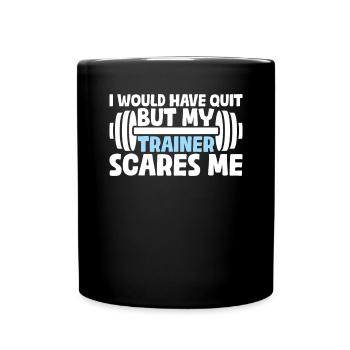 J’aurais bien arrêté mais mon entraîneur me fait drôle peur - Mug uni - noir - Devant