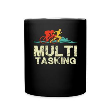 Multitâche Drôle Triathlon Rétro Vintage - Mug uni - noir - Devant
