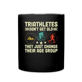 Triathleten bekommen keinen alten Retro Swim Bike Run - Tasse einfarbig - Schwarz - Vorne