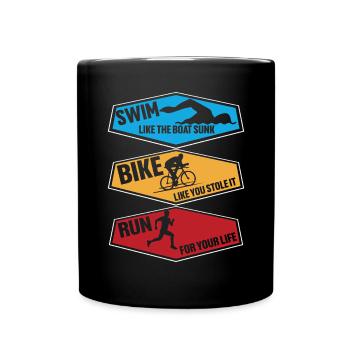 Natation Vélo Course Rétro Vintage Drôle Triathlon - Mug uni - noir - Devant