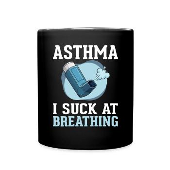Ich sauge beim Atmen graues Band entzündlich - Tasse einfarbig - Schwarz - Vorne
